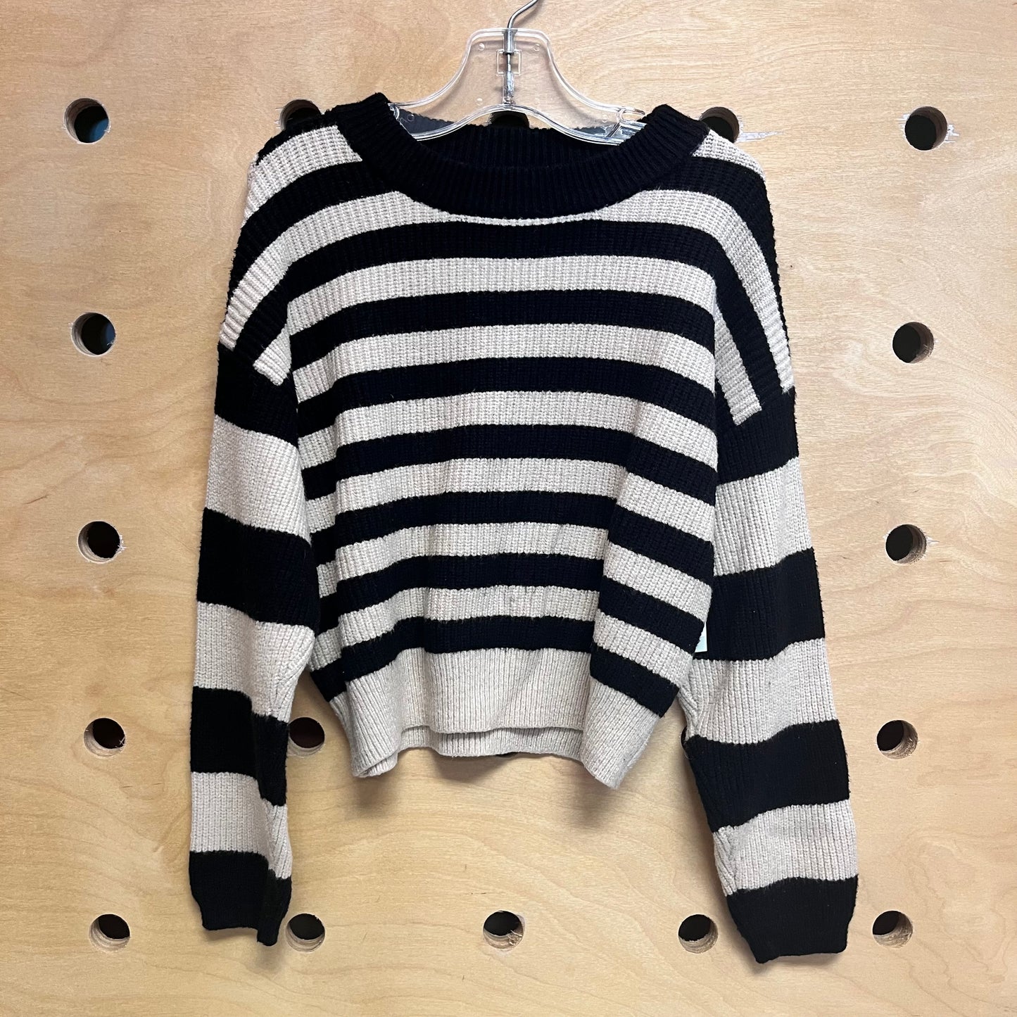 Black/Cream Striped Knit Sweater