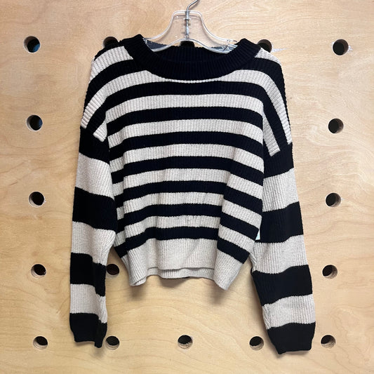Black/Cream Striped Knit Sweater
