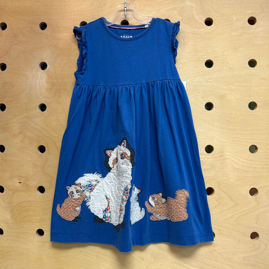 Blue Applique Cats Dress