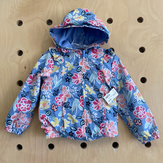 Blue Floral Hoodie Windbreaker
