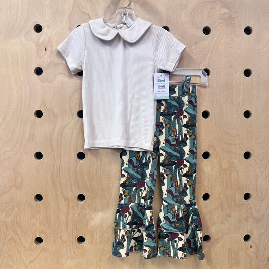 Cream/Teal Modal Mushroom Outfit