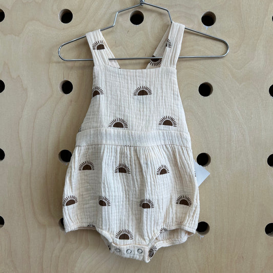 Cream & Brown Gauze Sun Romper