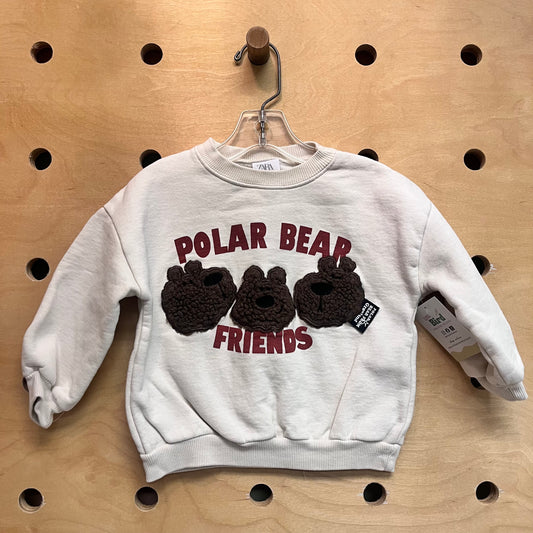 Cream Fuzzy Polar Bear Friends Sweatshirt