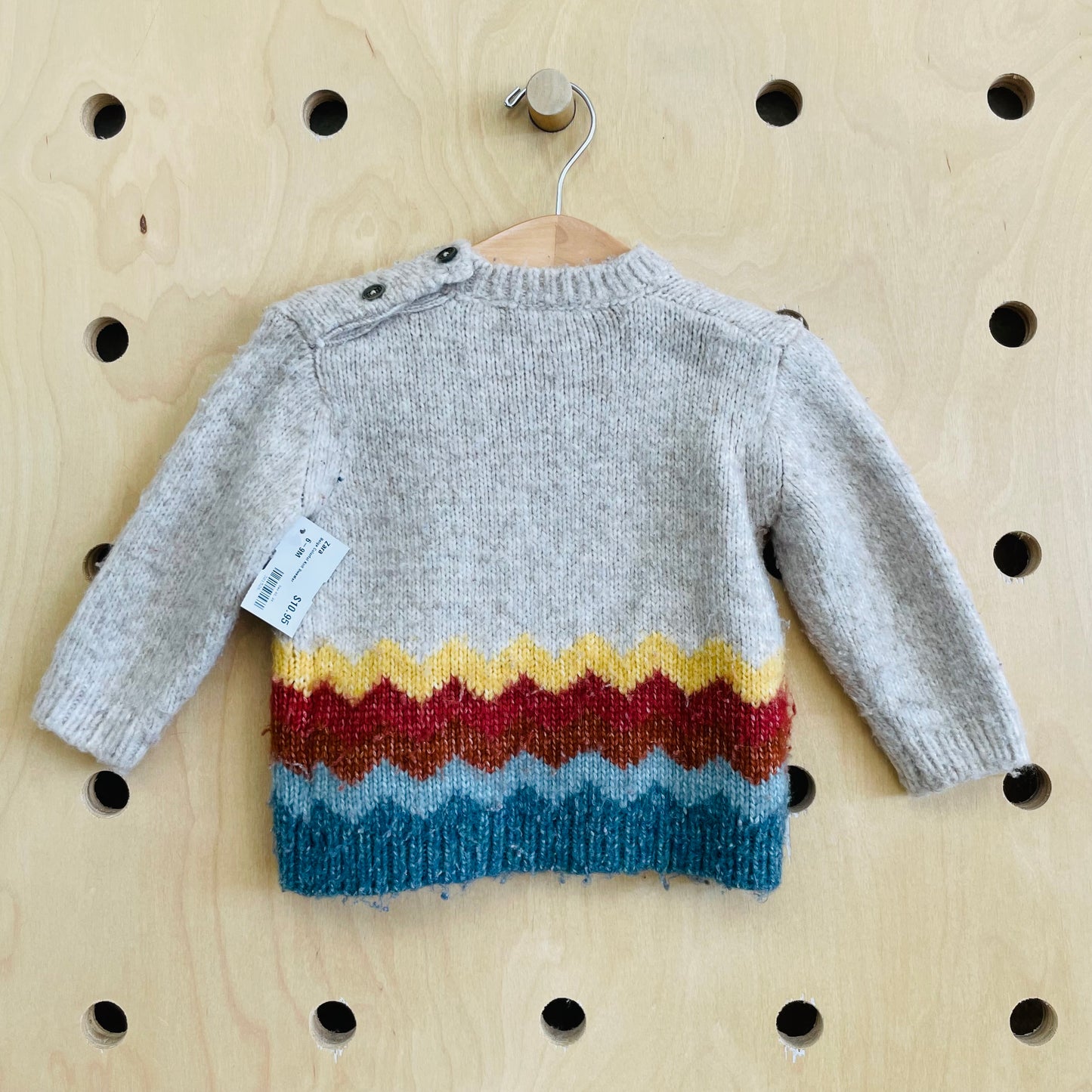 Beige Colorful Knit Sweater