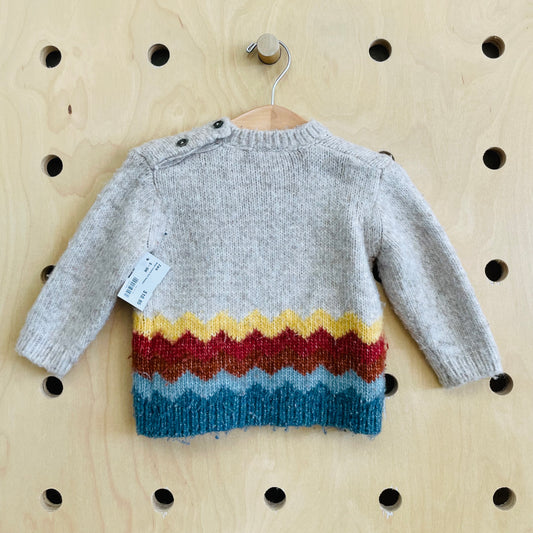 Beige Colorful Knit Sweater