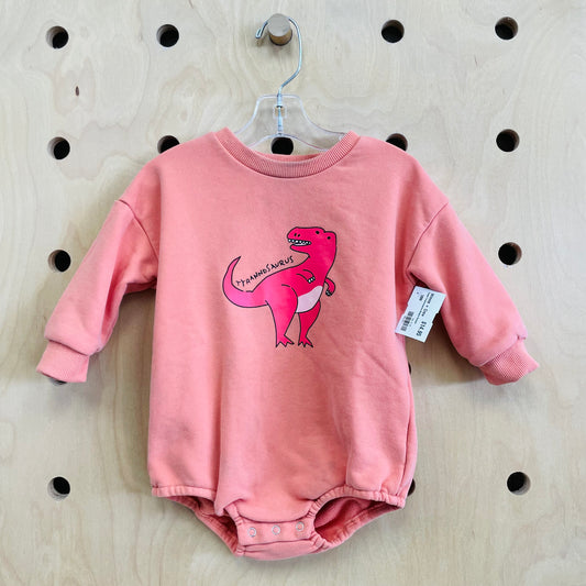 Peach Tyrannosaurus Bubble Romper