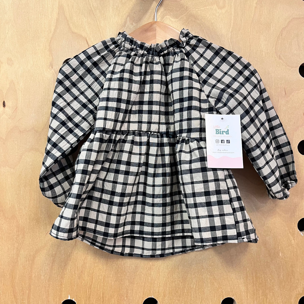 Tan + Black Plaid Dress