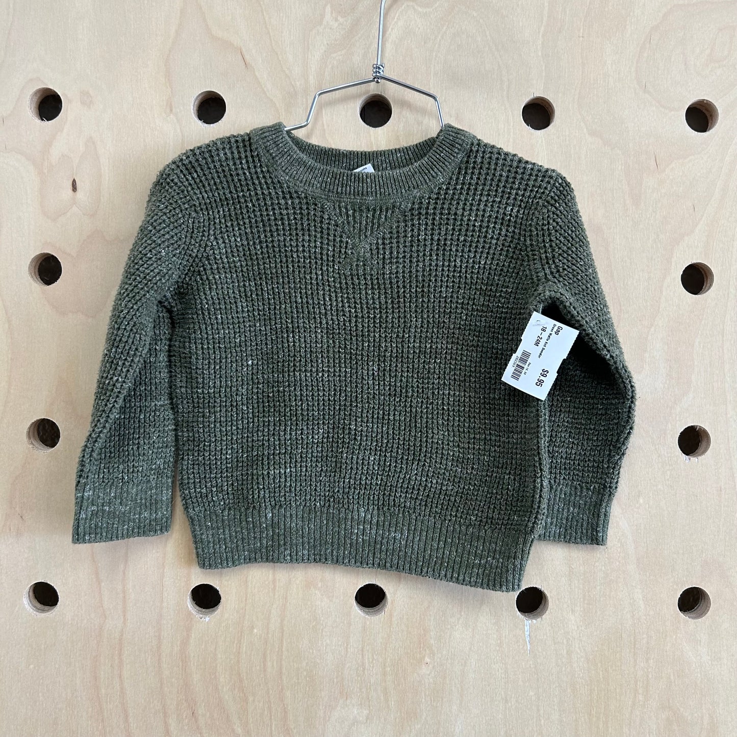 Green Waffle Knit Sweater