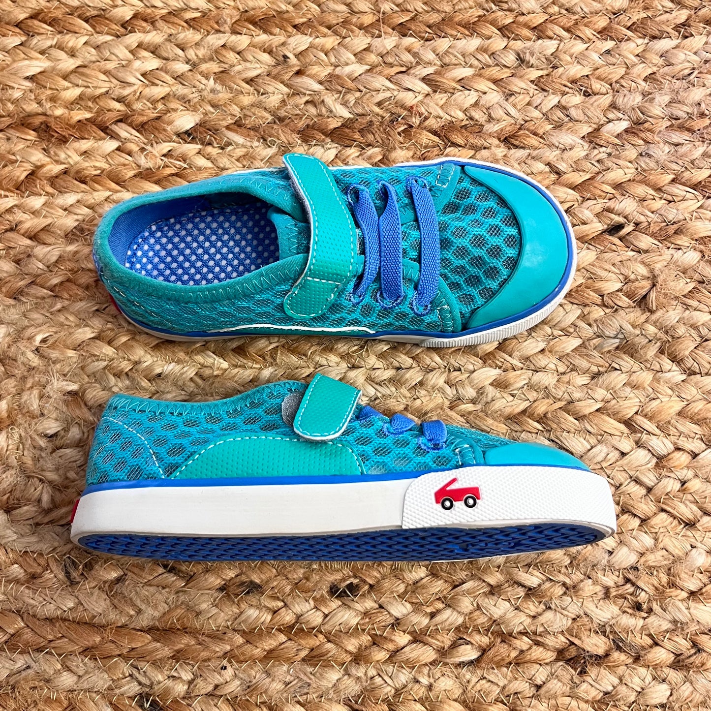 Turquoise Mesh Velcro Sneakers