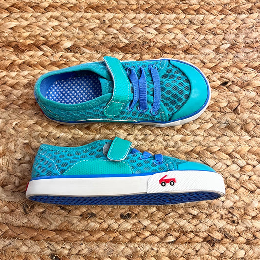 Turquoise Mesh Velcro Sneakers