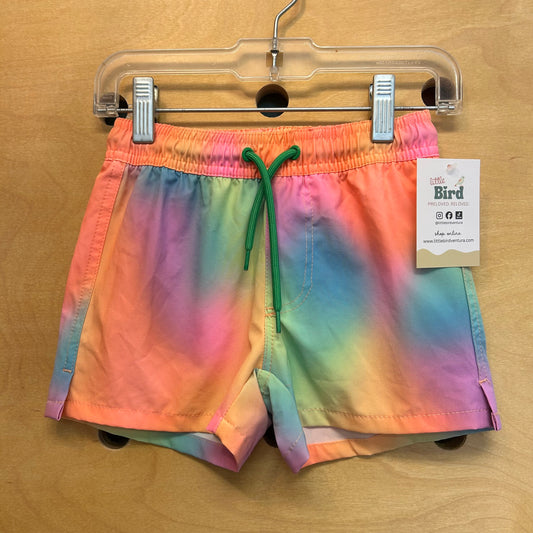 Orange Tie Dye Swim Trunks