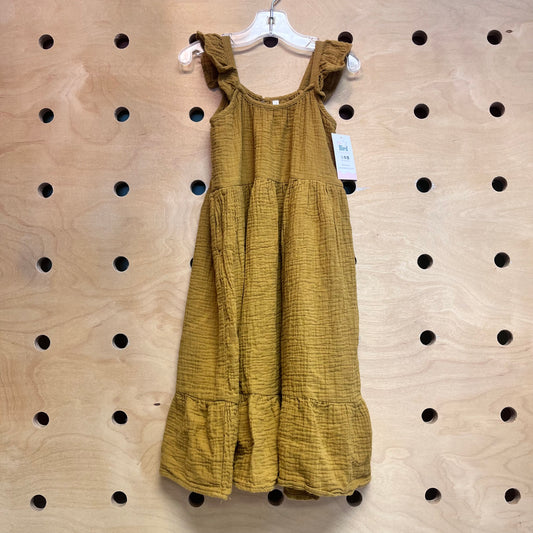 Golden Cotton Gauze Dress