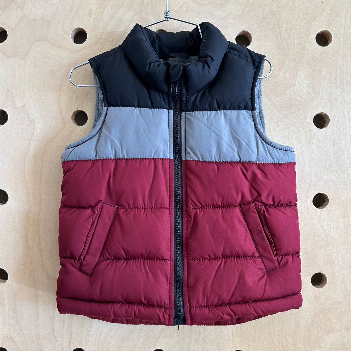 Burgundy & Grey Puffer Vest