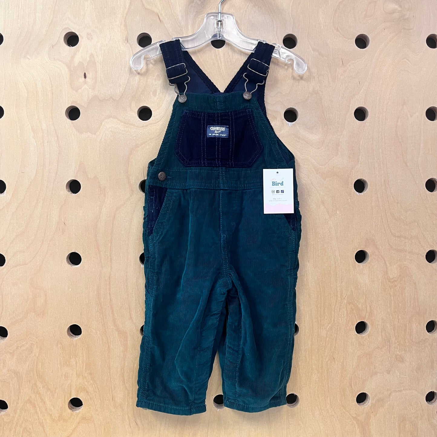 Green + Navy Lined Cord Overalls