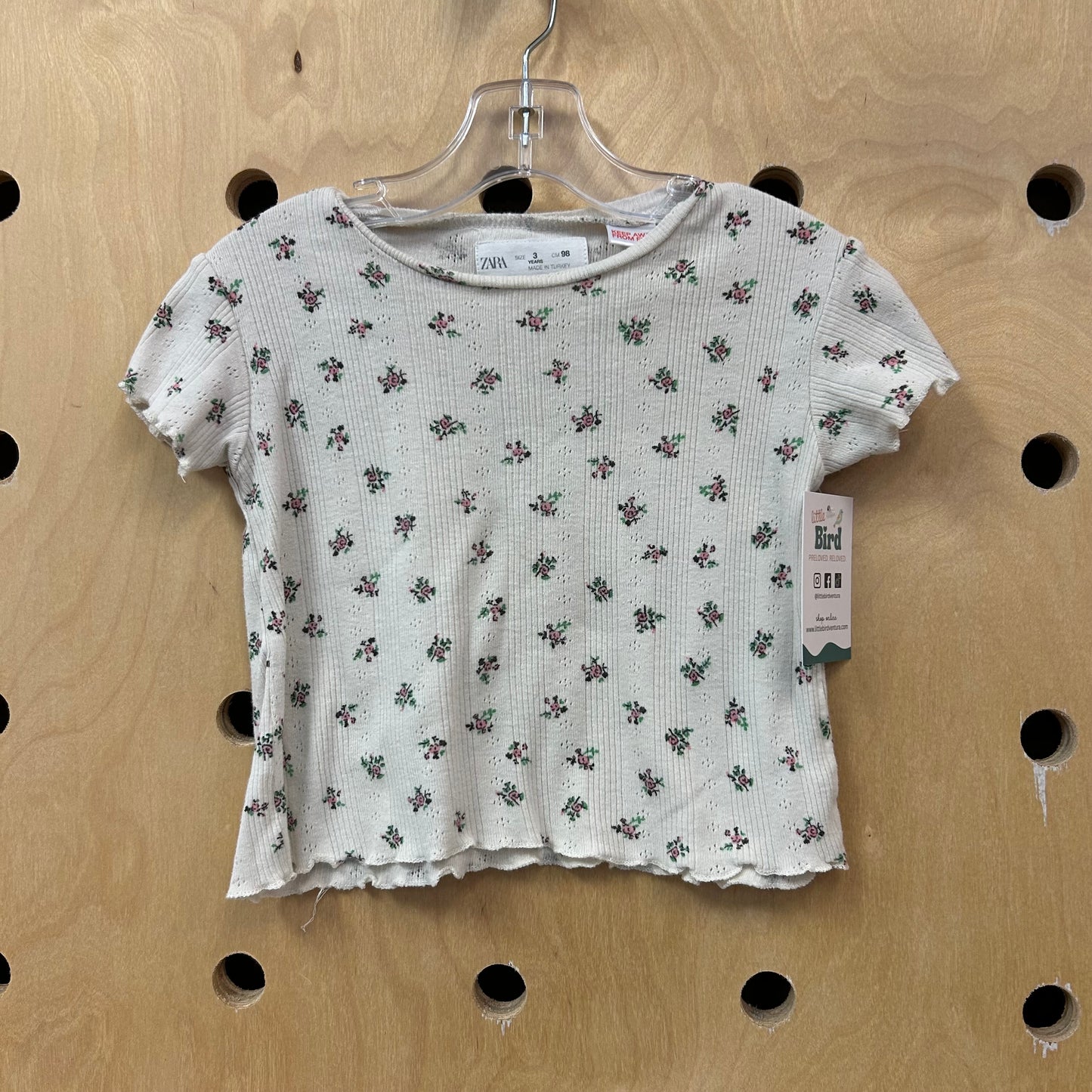 White Floral Pointelle Top
