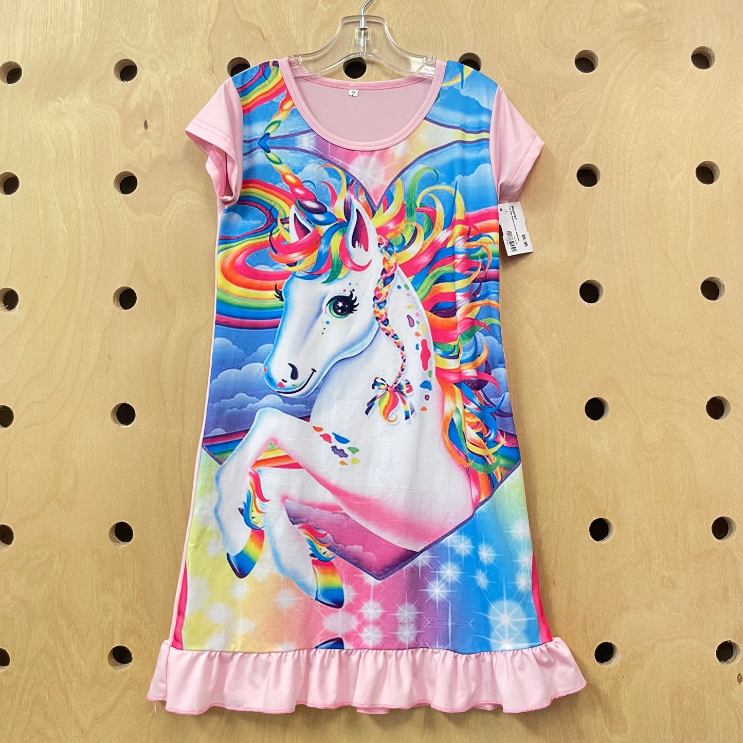 Pink Silky Rainbow Unicorn Nightgown