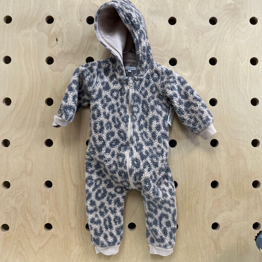 Cream+Grey Leopard Fleece Romper