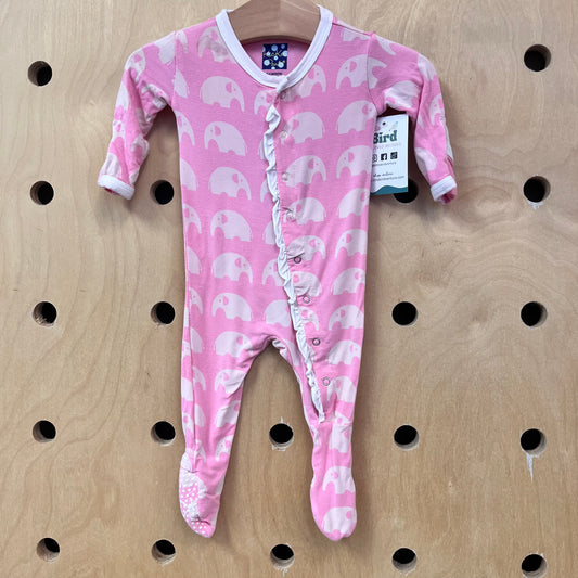 Pink Elephants Bamboo Footies