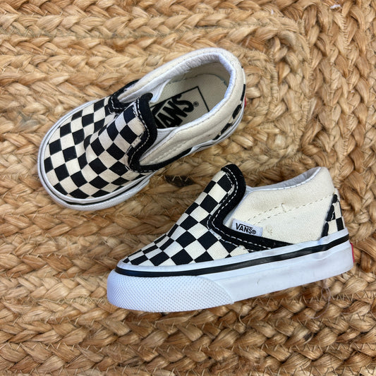 B&W Checkerboard Slip-On Skate Sneakers