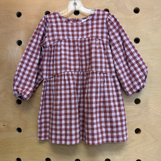 Pink & Wine Gingham Dress
