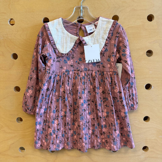 Mauve Floral Peter Pan Collar Dress NEW!