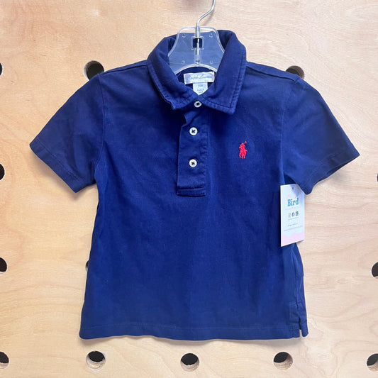 Navy Embroidered Logo Polo Tee