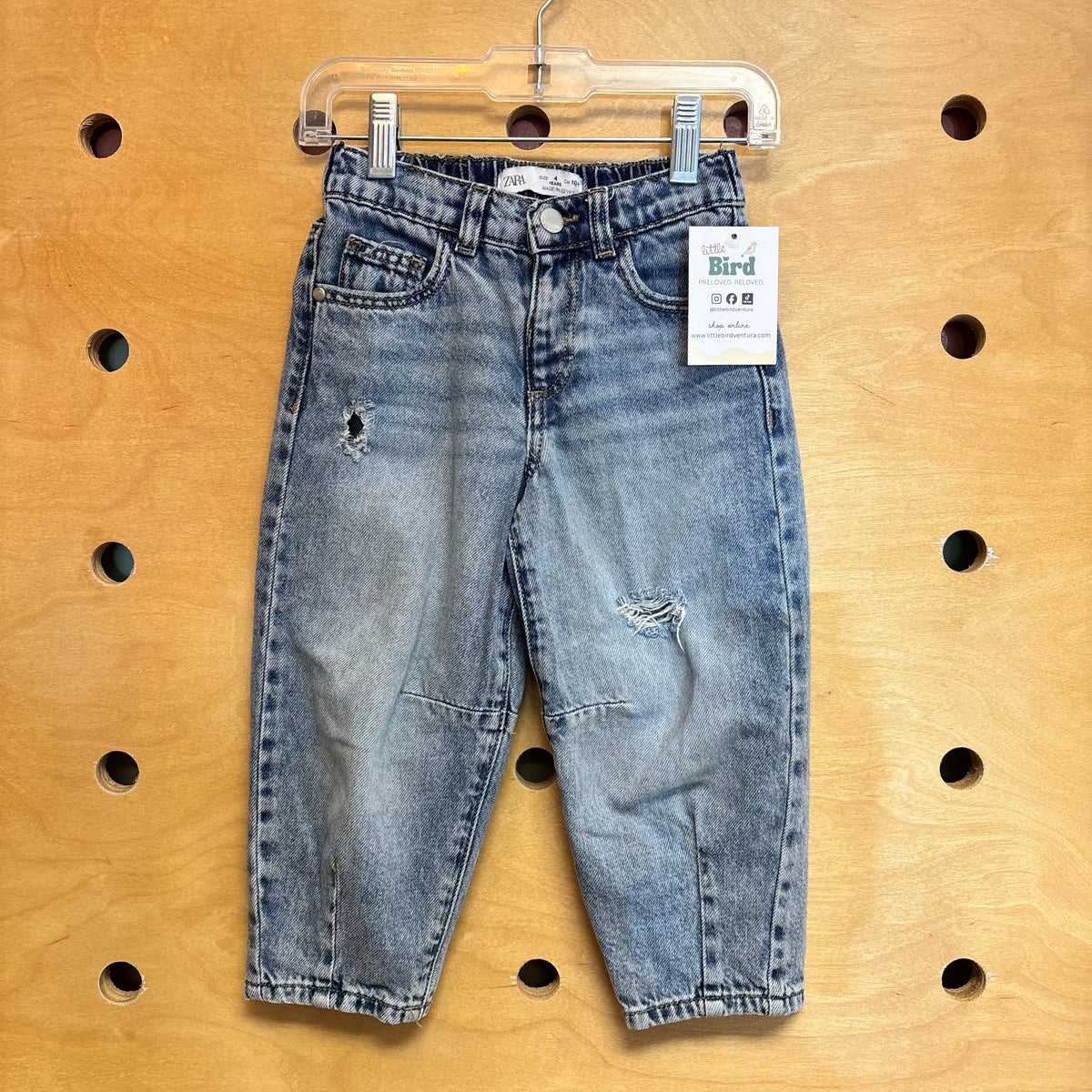 Distressed Barrel Denim