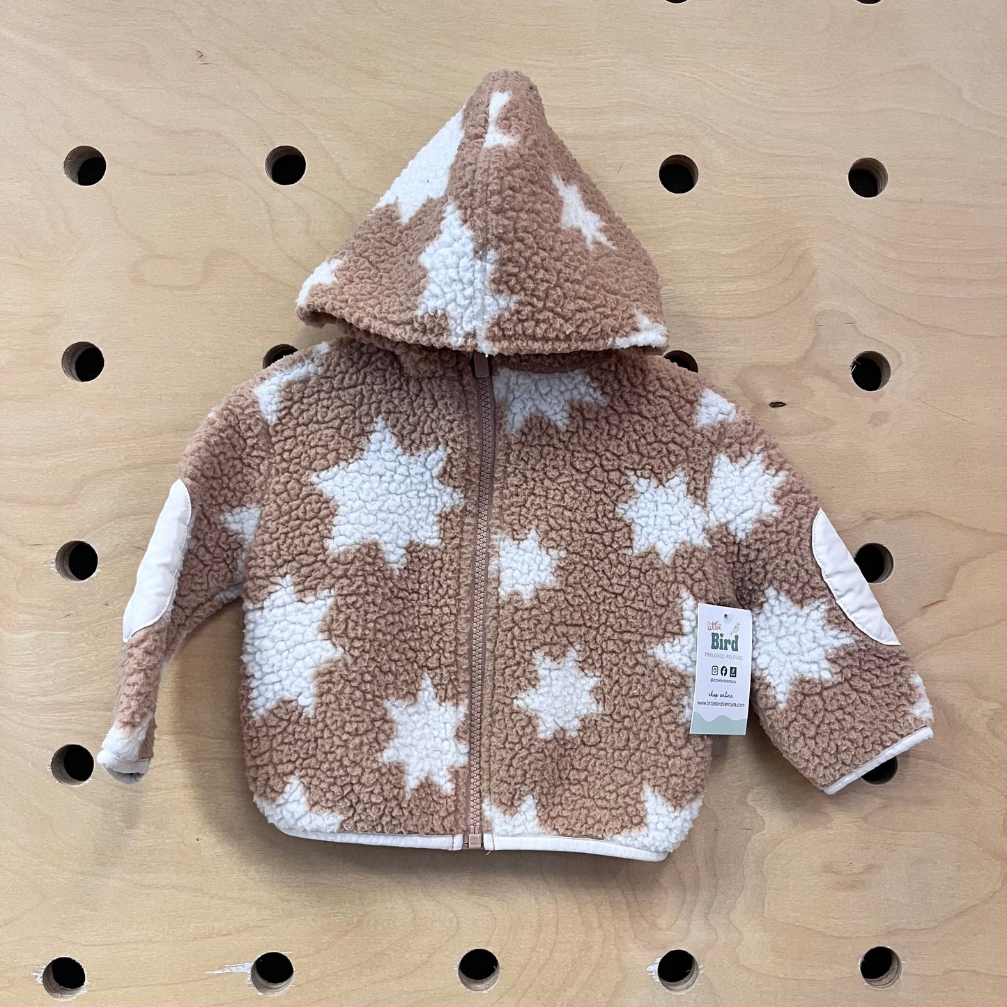 Tan/White Stars Fleece Hoodie Jacket