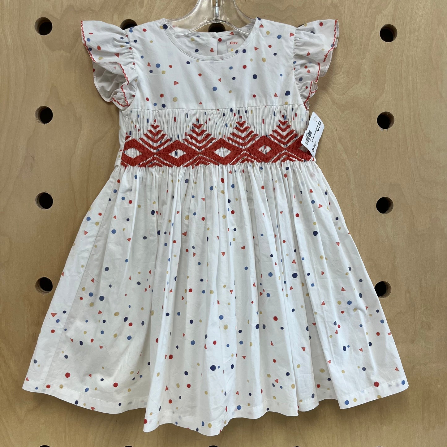 White Polka Dot Smocked Dress NEW!