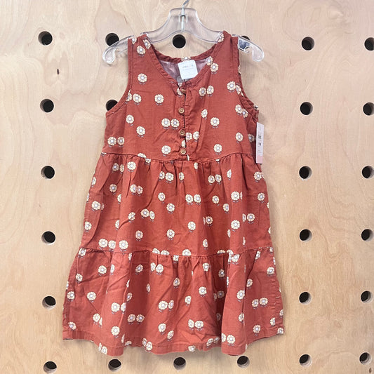 Brown Organic Floral Dress