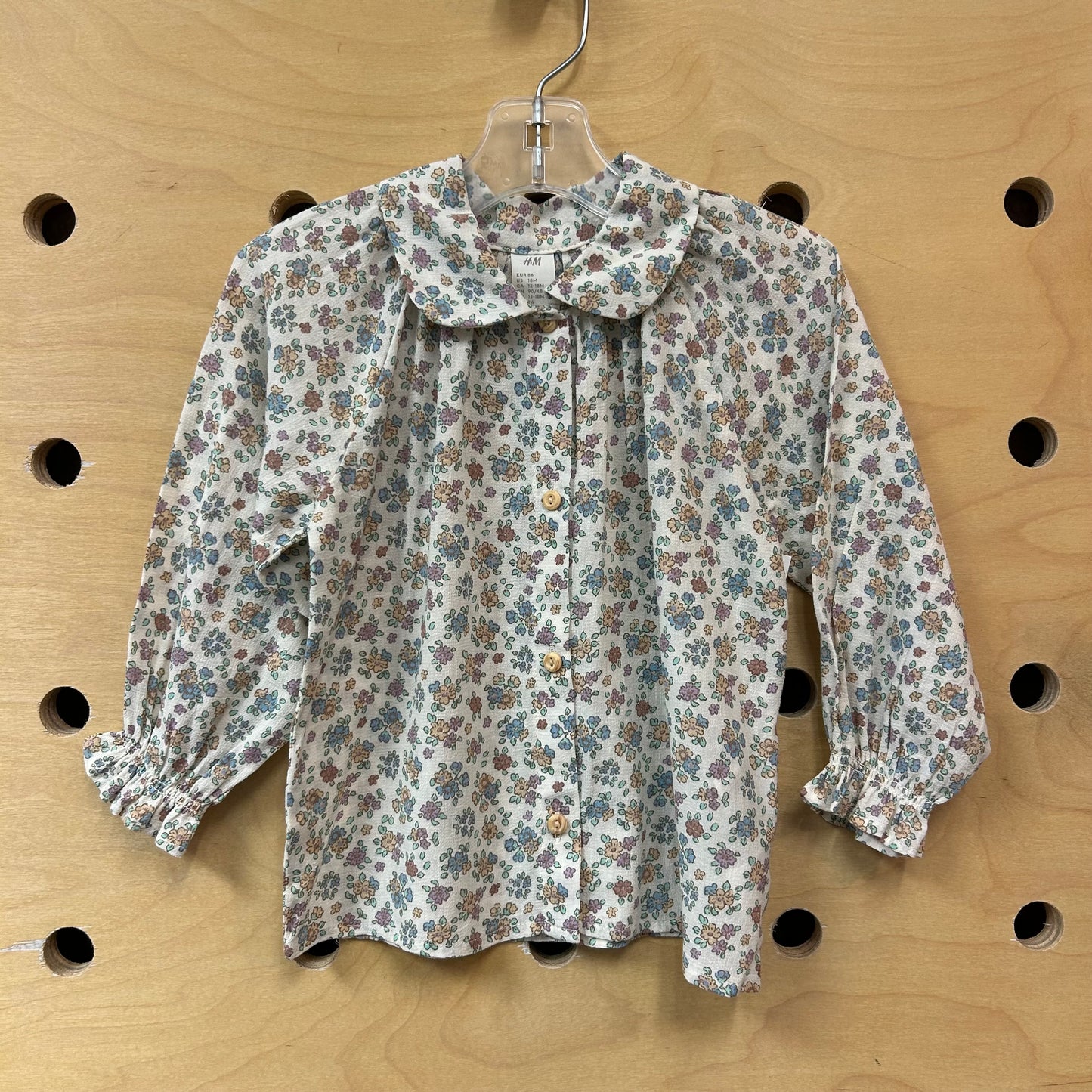 White Floral Collared Button Up