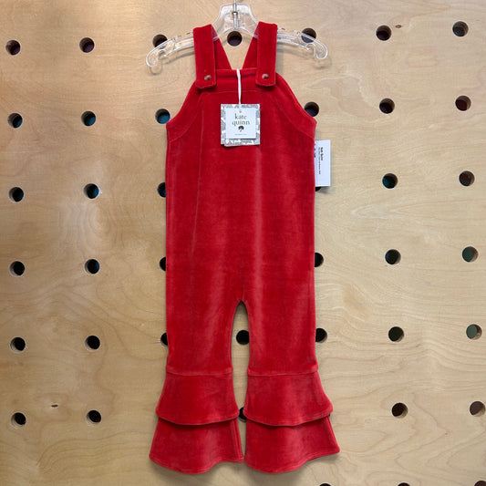 Red Velour Flare Leg Romper NEW!