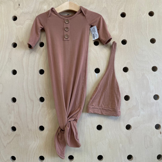 Terracotta Bamboo Knotted Gown + Hat