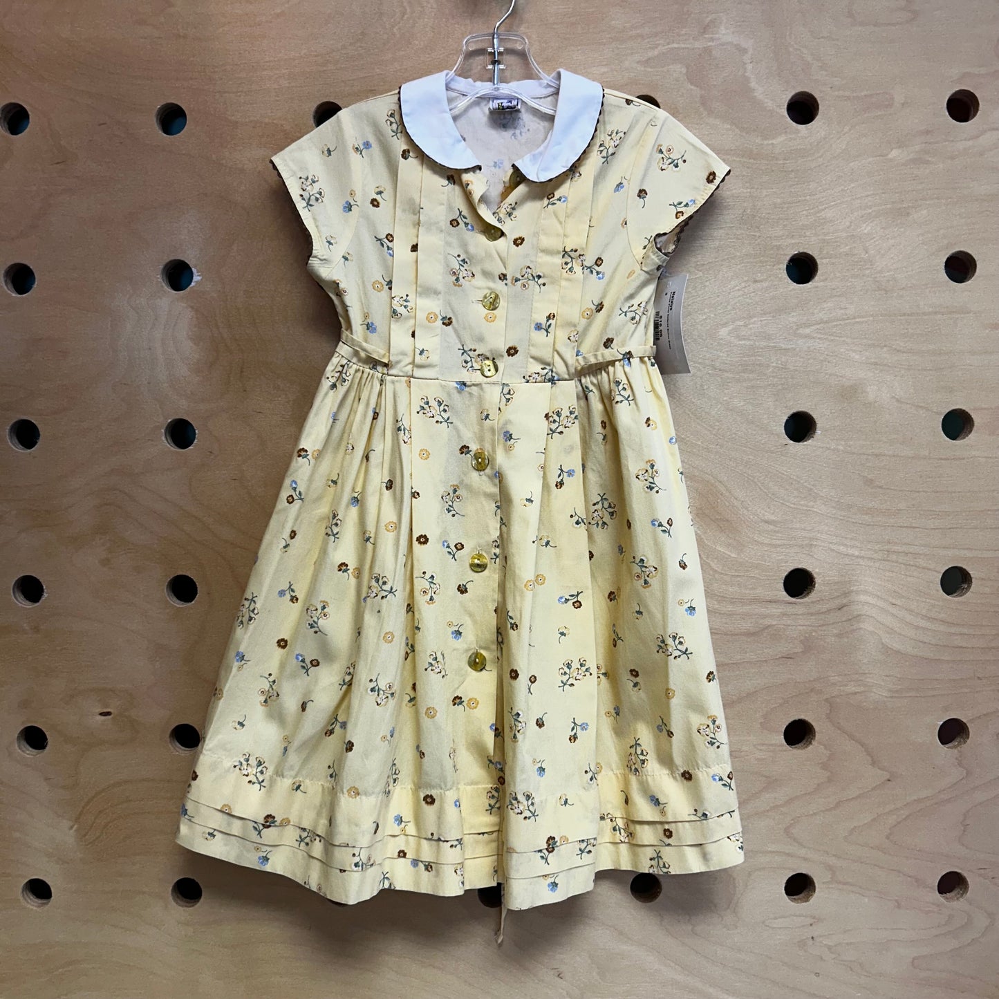 Yellow Floral Collared Button Dress