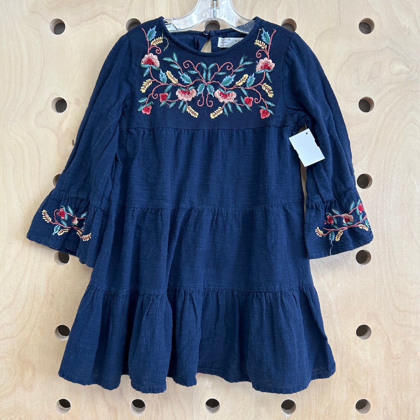 Navy Embroidered Floral Dress