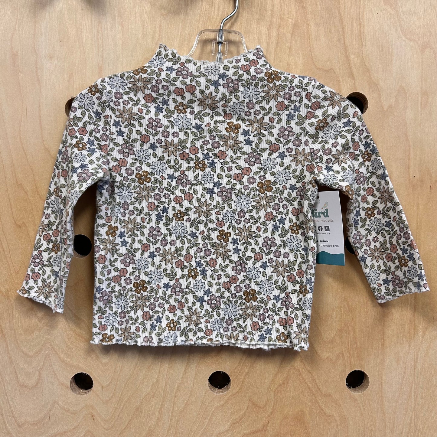 Organic Muted Floral Ribbed Top