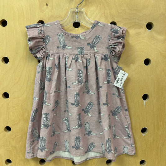 Linen Blend Cowboy Boots Dress