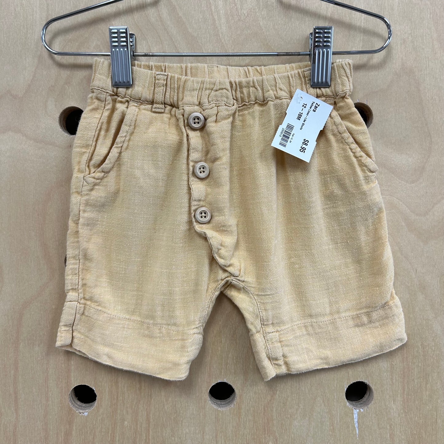 Yellow Linen-Like Shorts