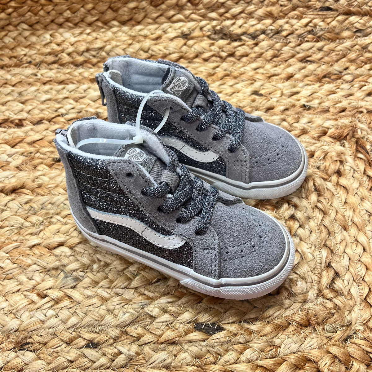 Grey/Purple Sparkle High-Top Zip-Up Sneakers NEW!