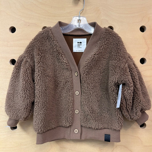 Brown Faux Fur Button Up Coat