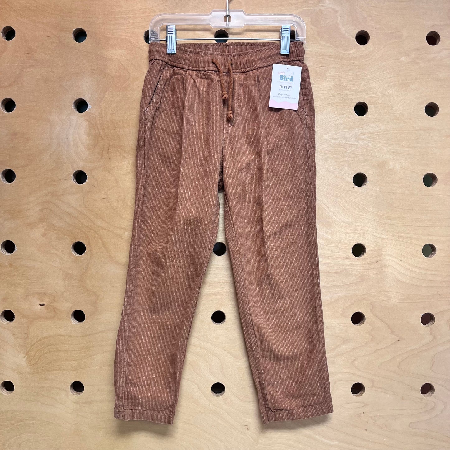 Linen Blend Brown/Tan Drawstring Pants