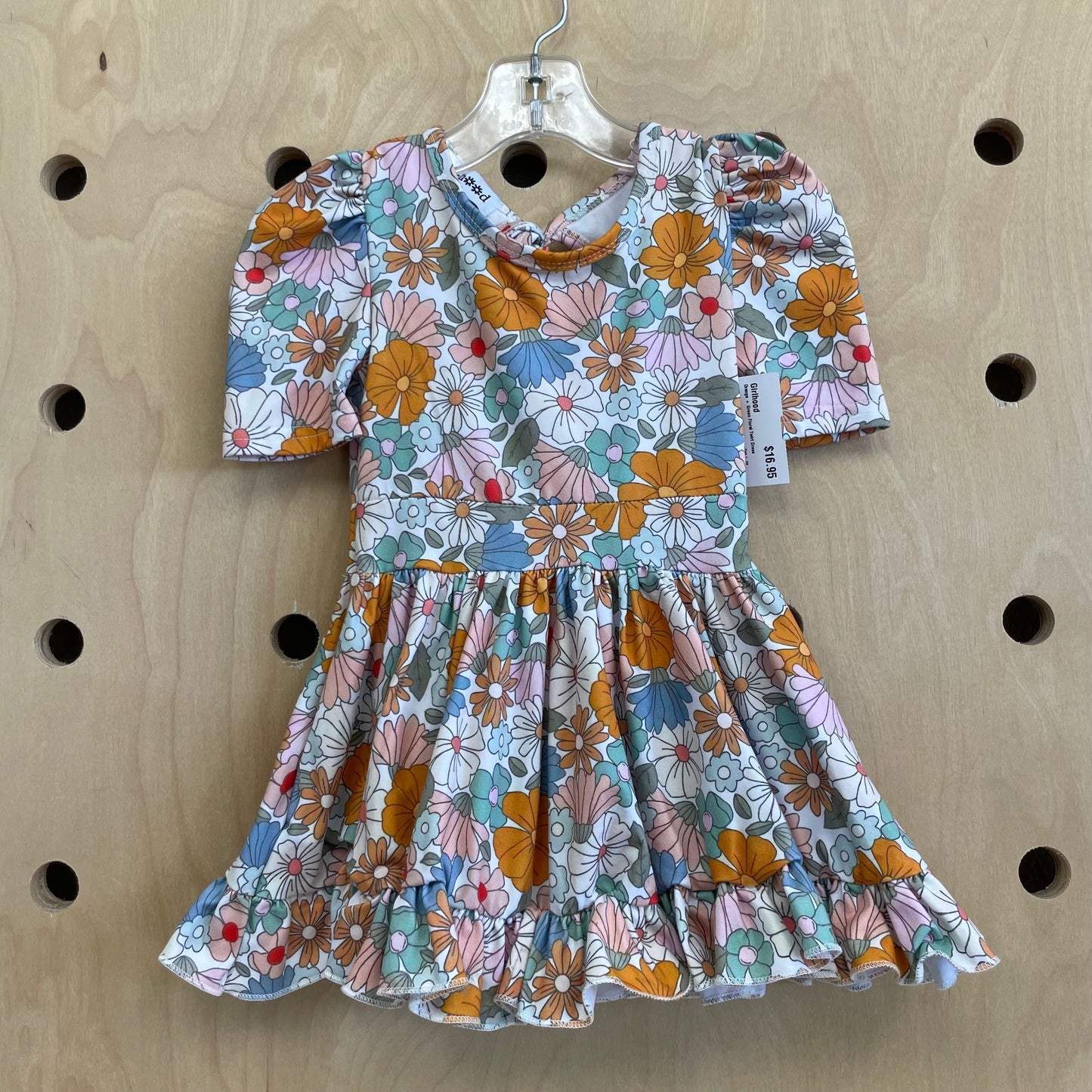 Orange + Green Floral Twirl Dress