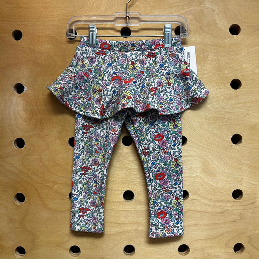 White/Colorful Lined Skirt-Pants