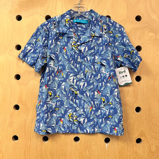 Blue Toucan Button Up