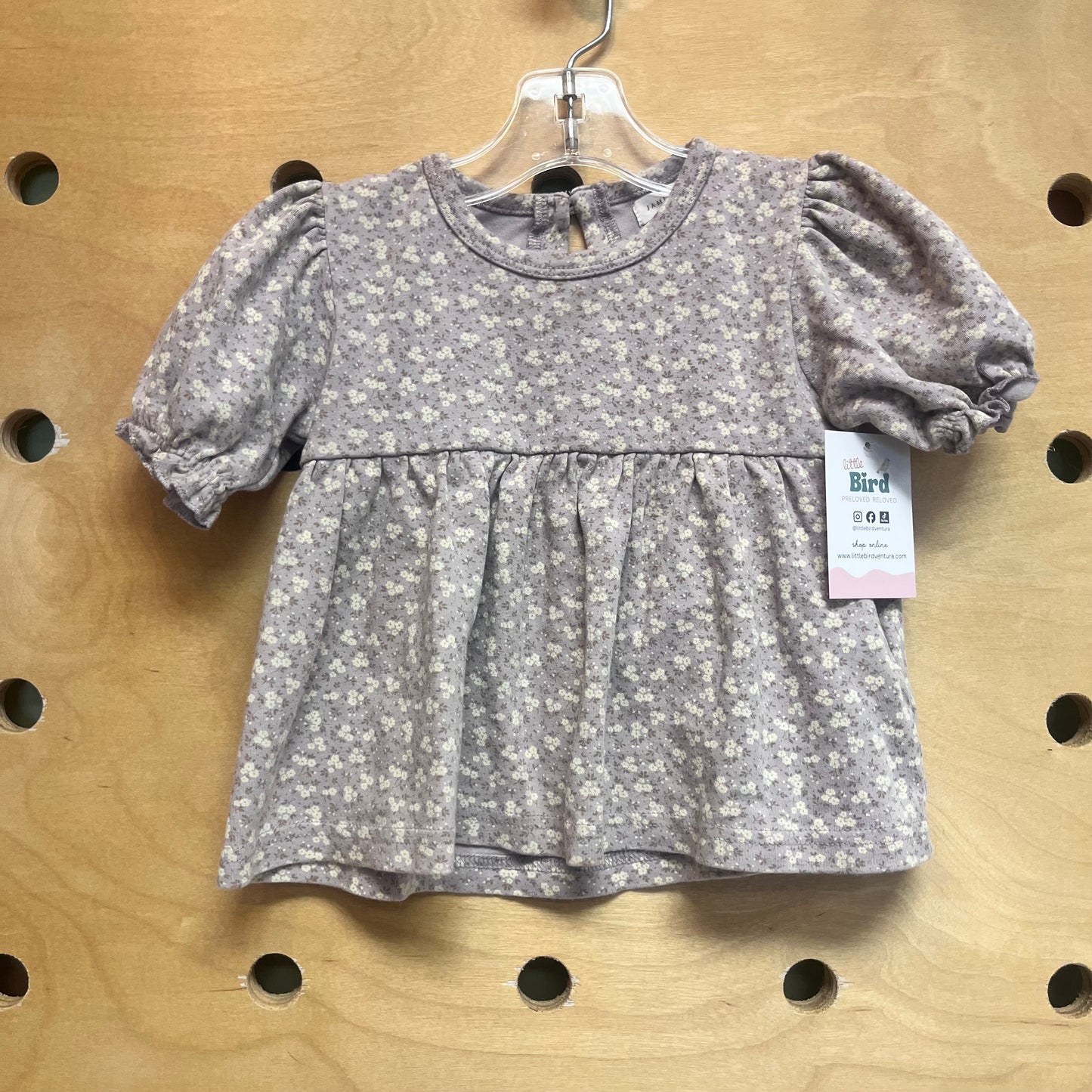 Purple/White Floral Bubble Sleeve Tee