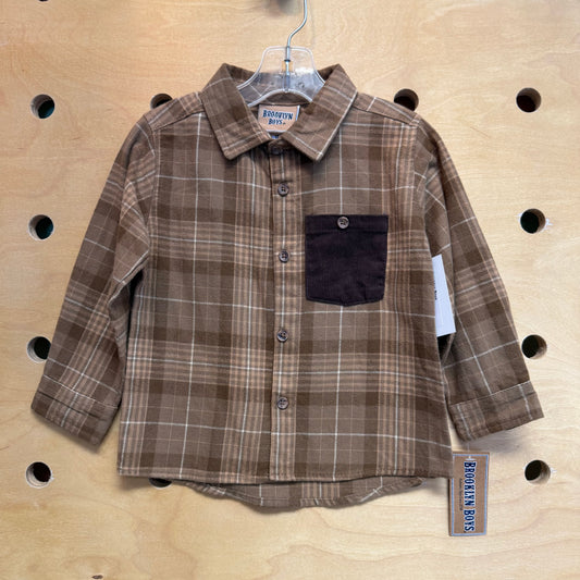 Brown Plaid Button Up NEW!!
