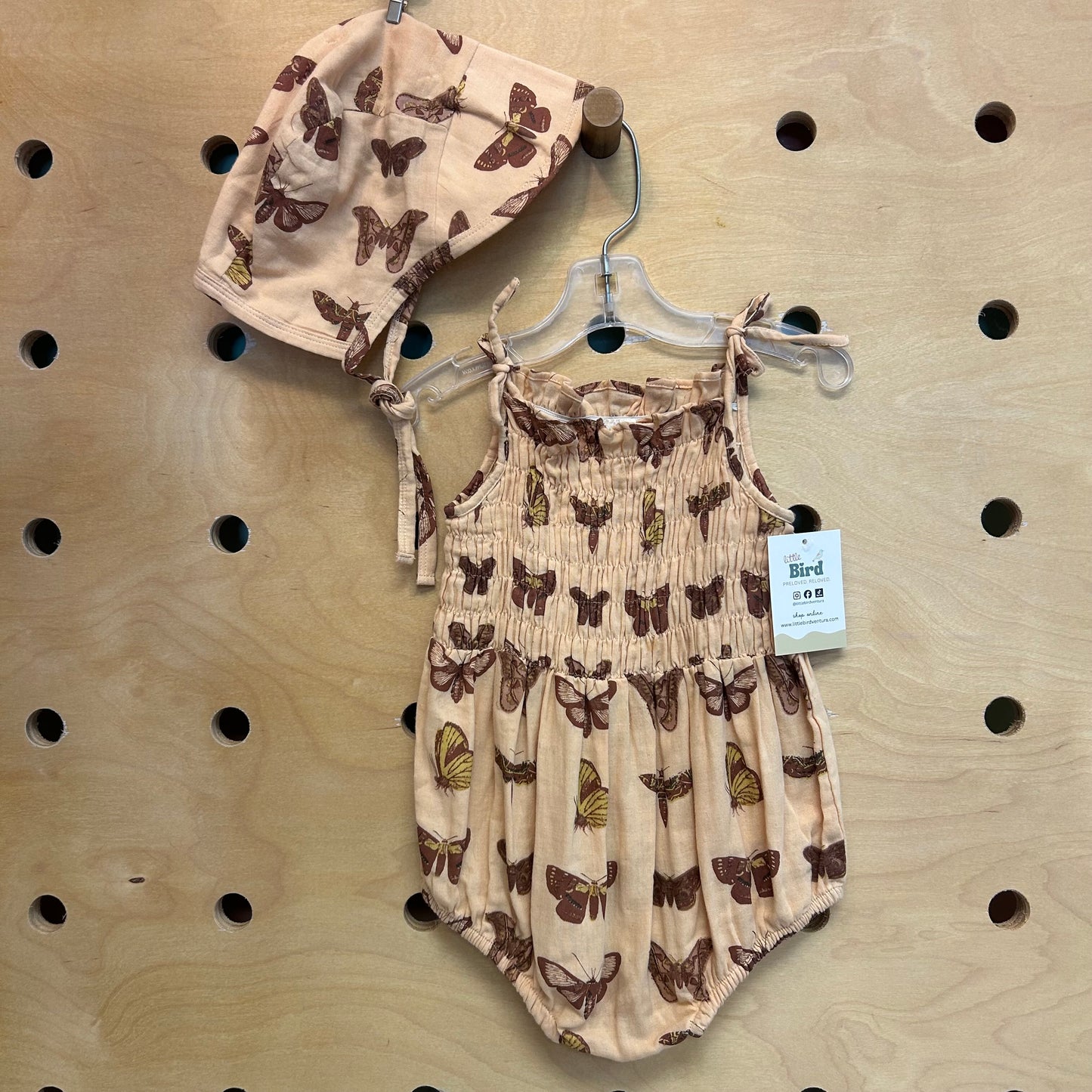 Peach Butterfly Organic Romper & Hat