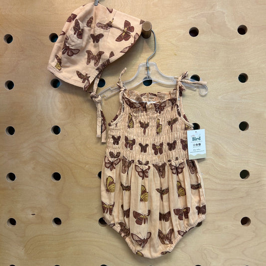 Peach Butterfly Organic Romper & Hat