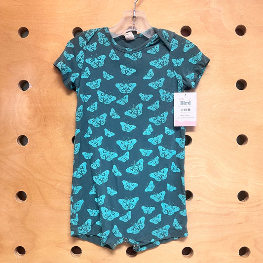 Teal Butterflies Bamboo Romper