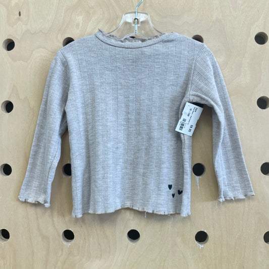 Beige Ribbed + Black Hearts Top